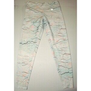 Body Language Activewear Leggings Saks USA White Blue EUC L Yoga Pilates Gym